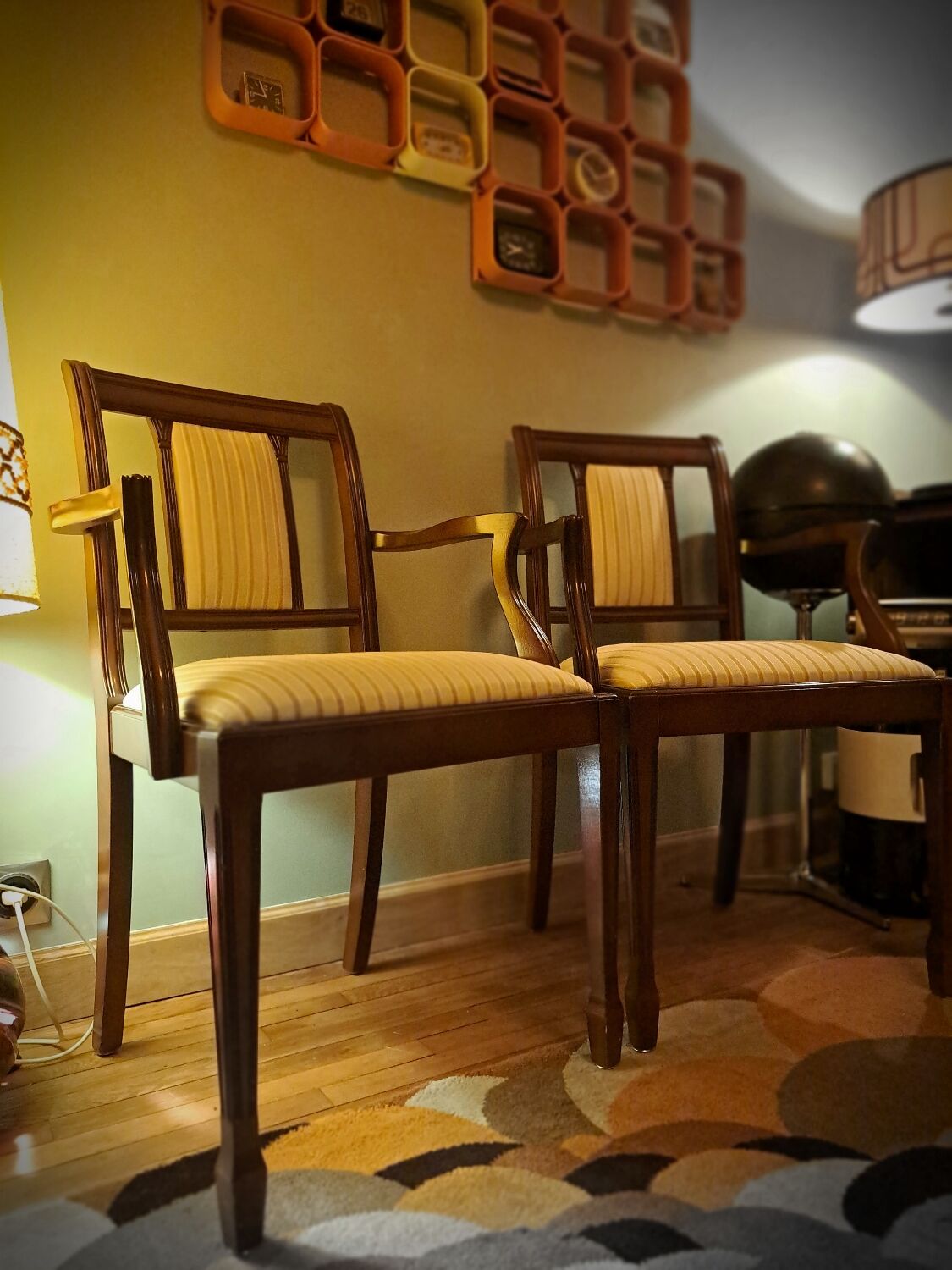 Paires de fauteuils de salon heldense acajou circa 1950