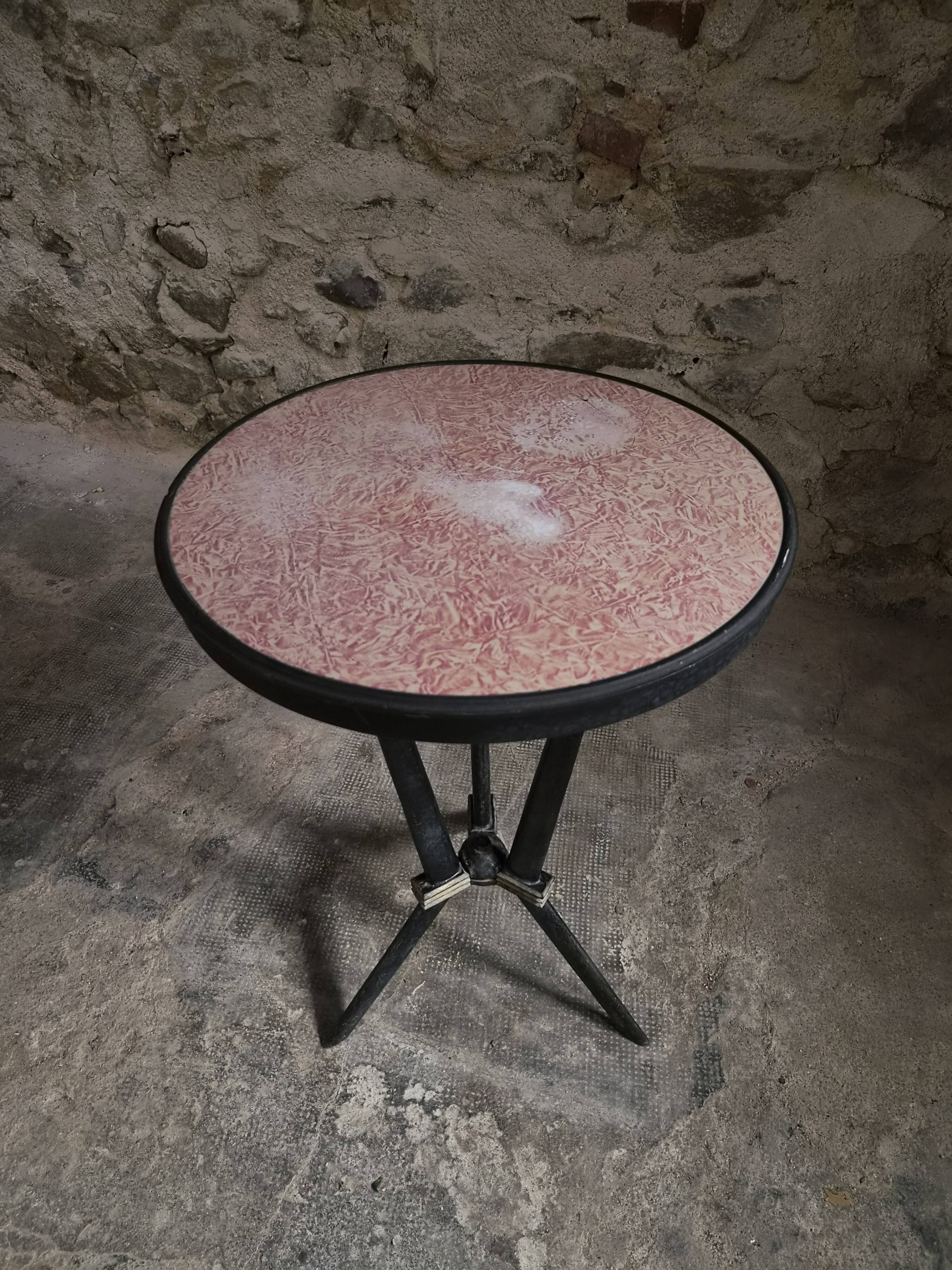 Table bistrot art déco française avec plateau Rex bakélite – c.1930–1940