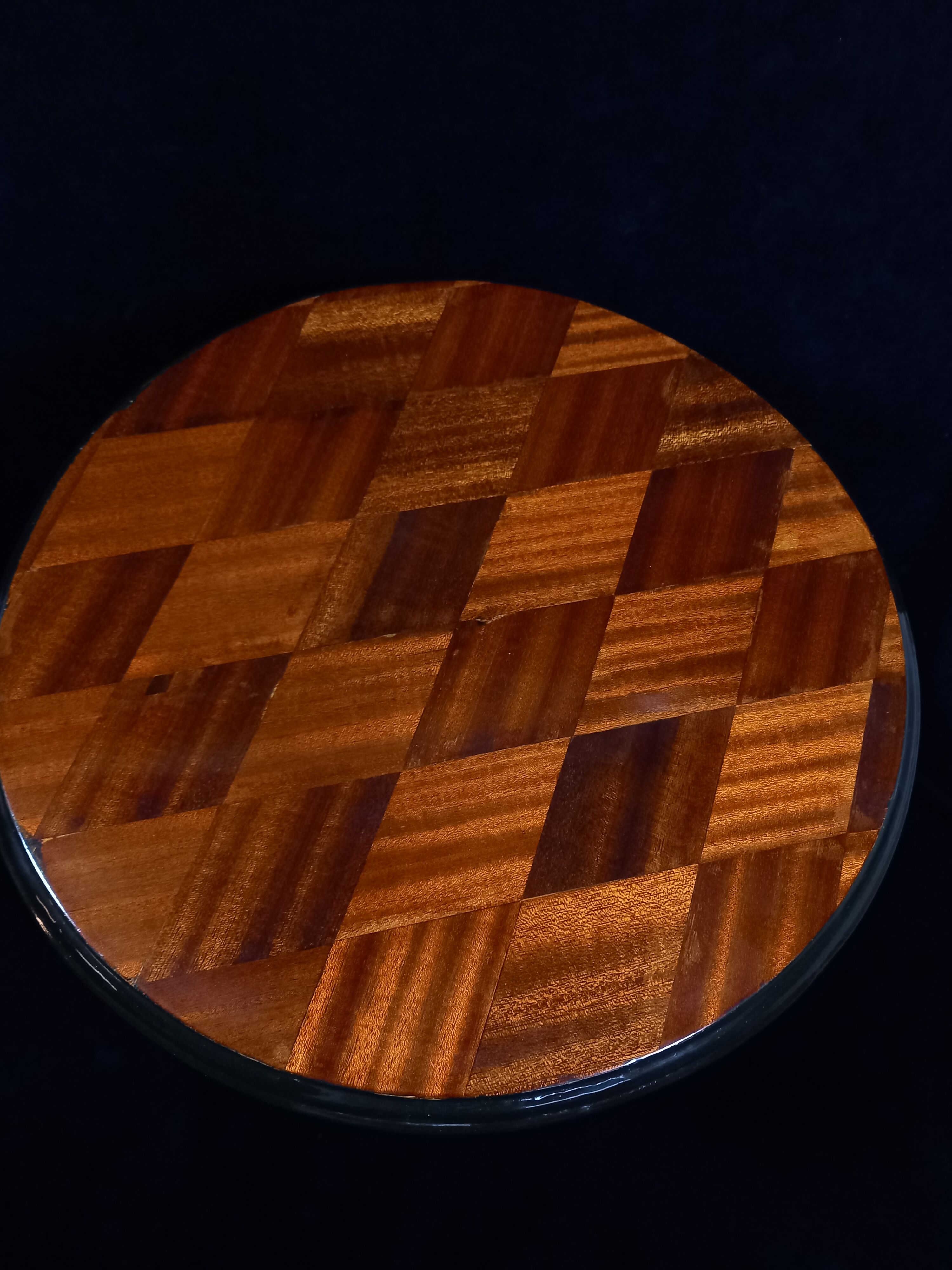 Old Side Table Redesigned with Mahogany Marquetry