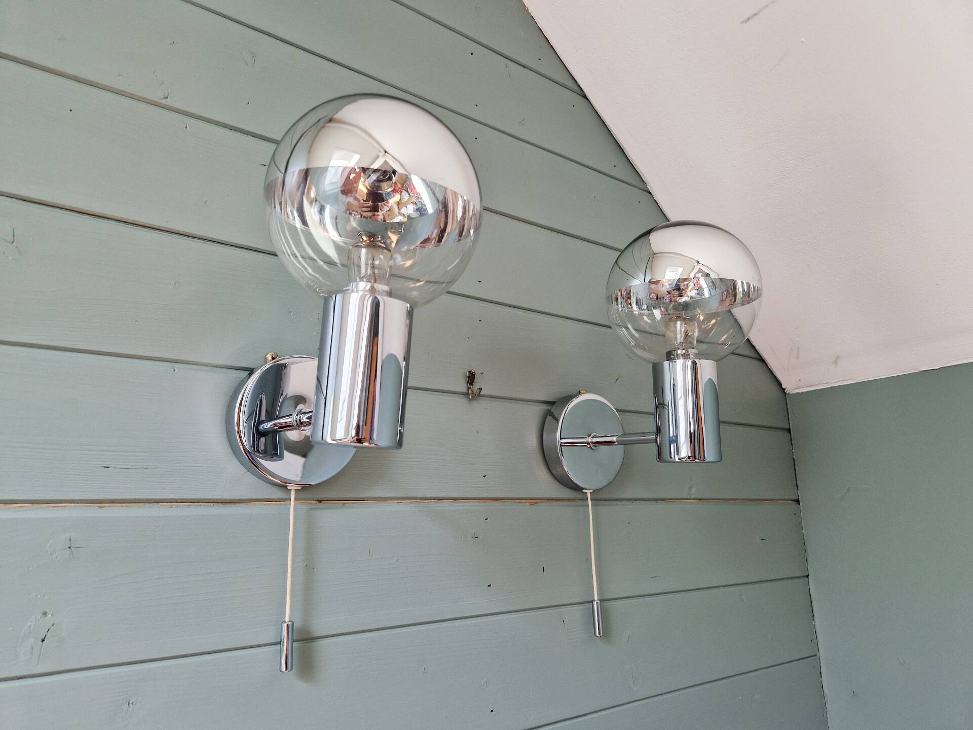 Pair of Space Age wall sconces, Motoko Ishii, Staff Leuchten, 1970