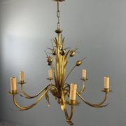 Lustre en métal doré, Italie, vers 1950