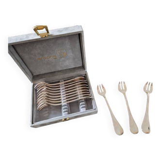 Christofle, Paris, France - Series of 12 oyster forks - Silver-plated metal - Albi model