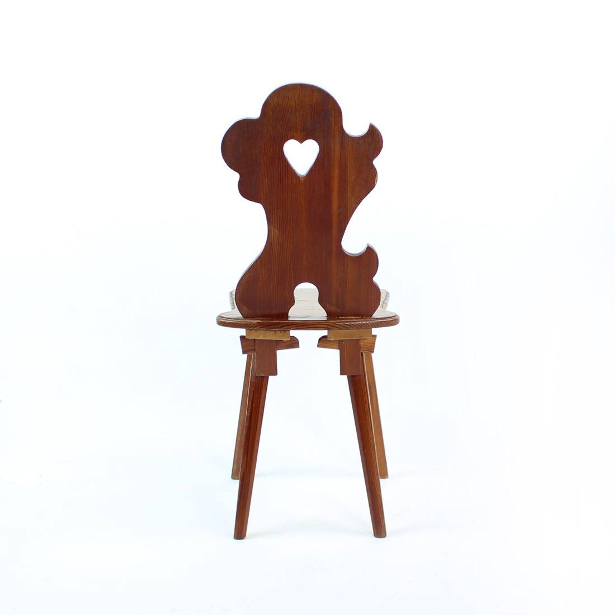Folk Style Dining Chair In Wood, Czechoslovakia 1973