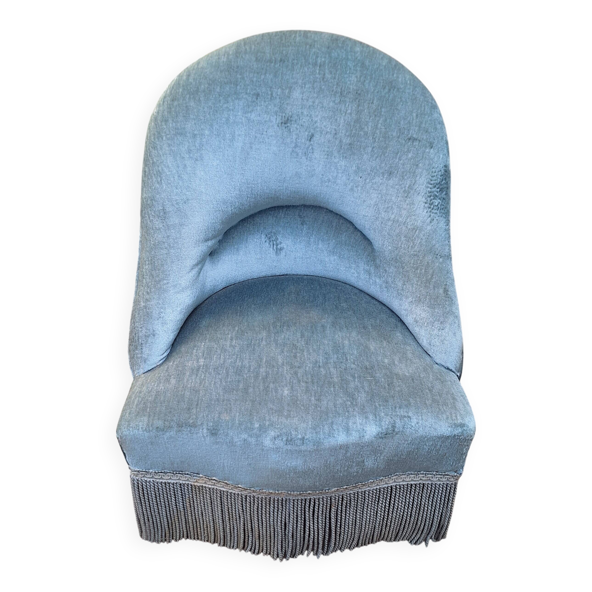Blue velvet toad armchair