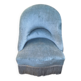 Blue velvet toad armchair