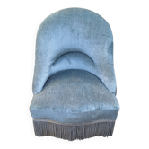 Fauteuil crapaud velour bleu