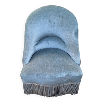 Blue velvet toad armchair