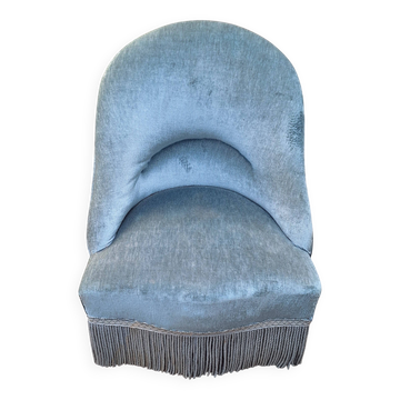 Fauteuil crapaud velour bleu
