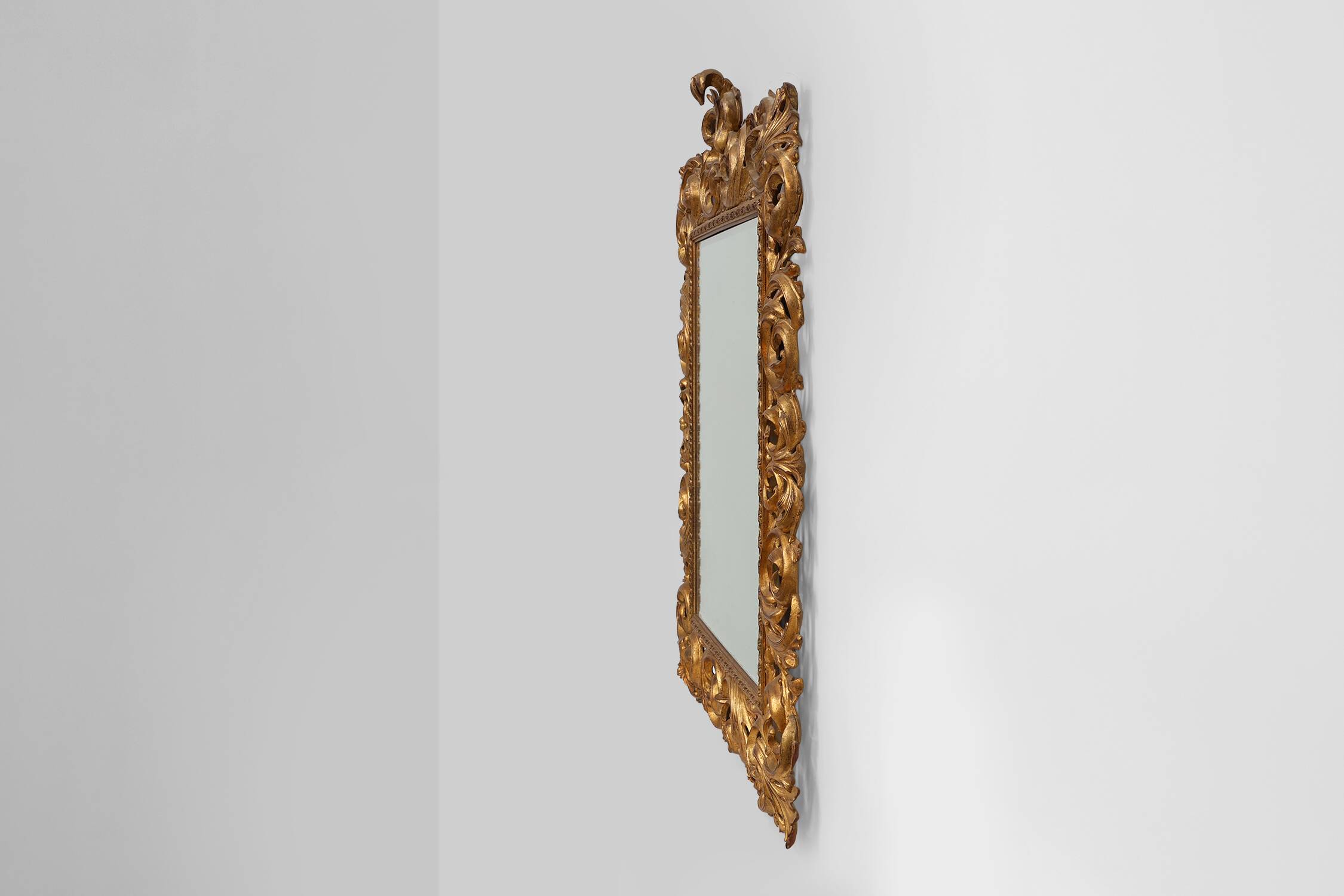 Large 20th Century Italian Baroque style richly decorated wall mirror