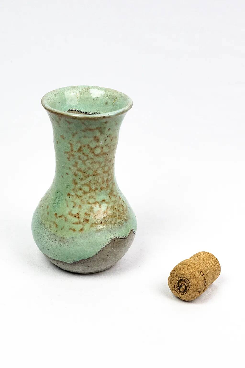 Eugène Lion, stoneware vase from Puisaye, Carriès school, turquoise glaze.
