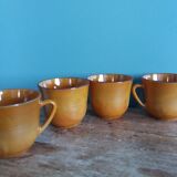 Large Arcopal France Volcan model mugs from 1970, caramel mustard