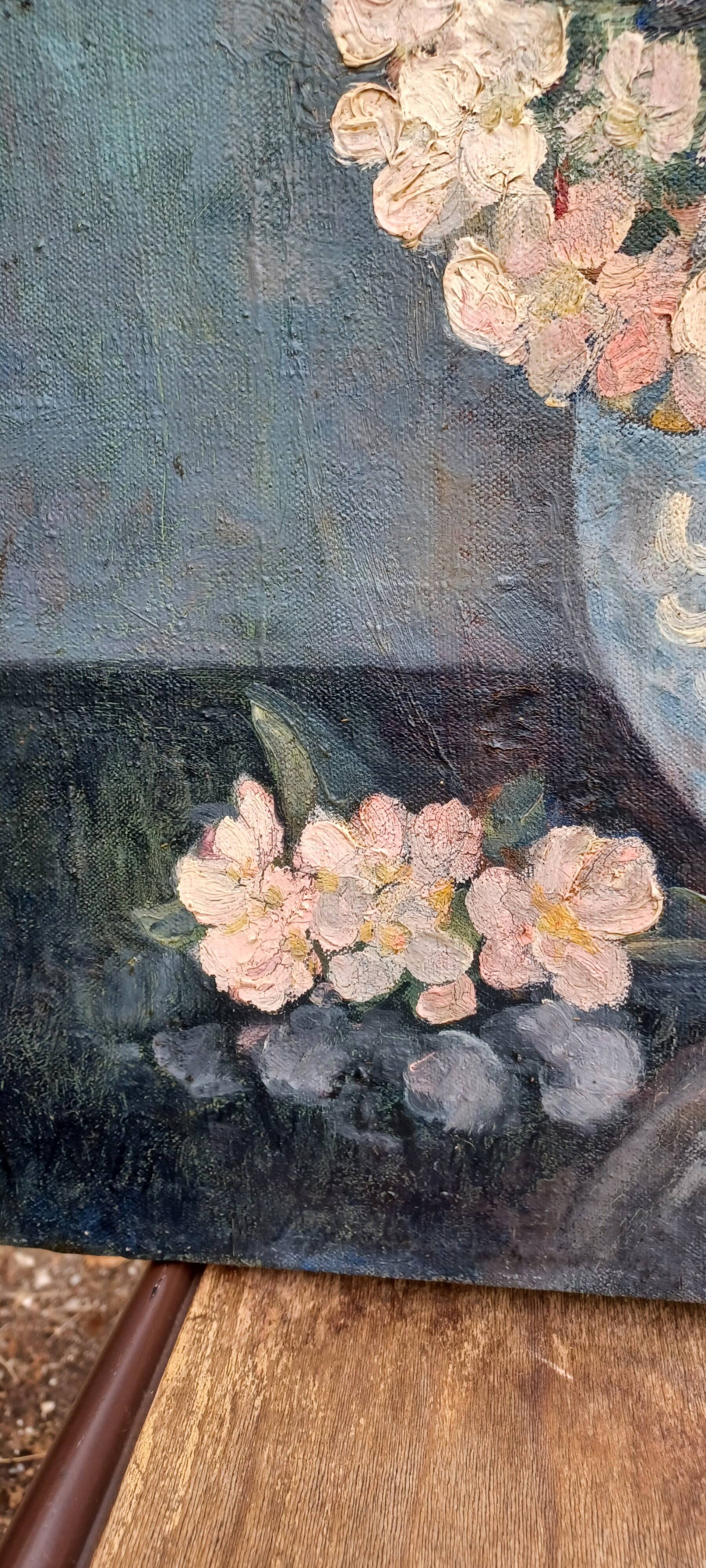 Table of flowers hst signed monge and dated 1929
