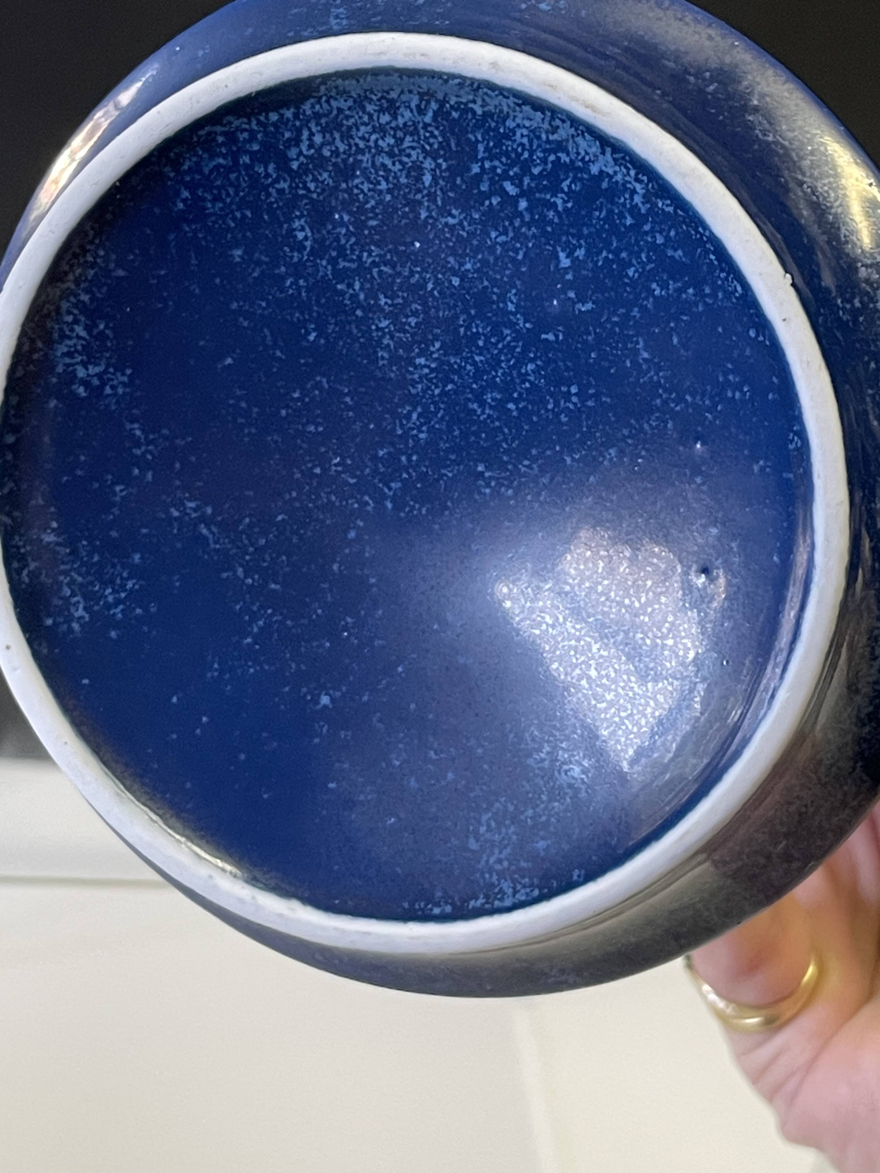 Very nice blue ceramic jug in good condition.