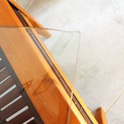 Small coffee table, bamboo wood and glass coffee table, Indonesian table