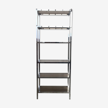 Shelves in metal chrome and smoked glass