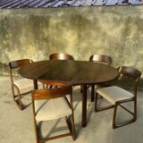 Vintage Baumann sleigh chairs with table