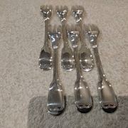 6 silver-plated metal cake forks by Christofle Chinon, 16cm