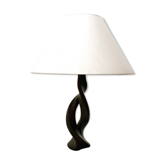 Louis Giraud free form black enamelled ceramic lamp, 1950s