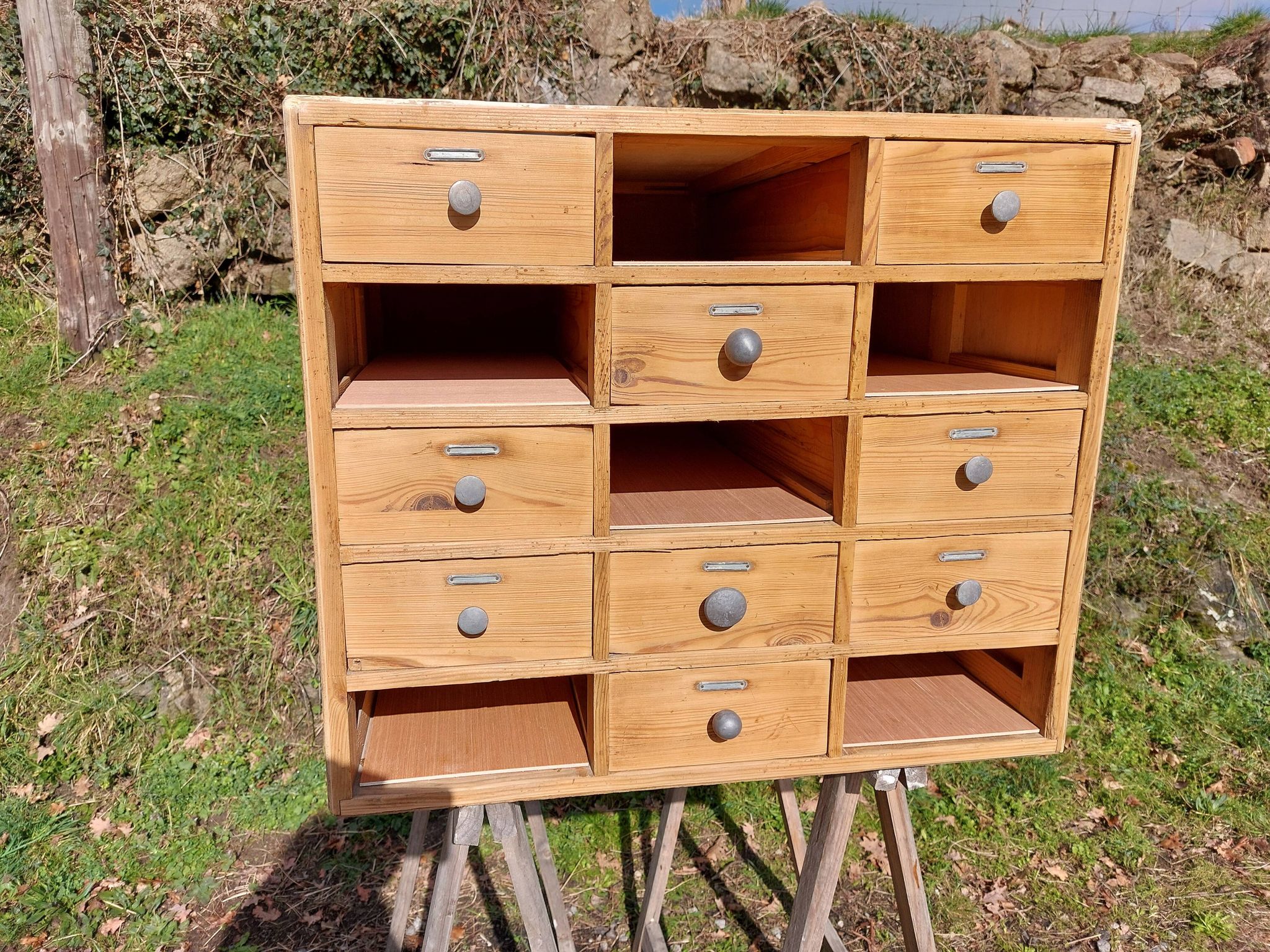 meuble de métier en bois, meuble à tiroirs