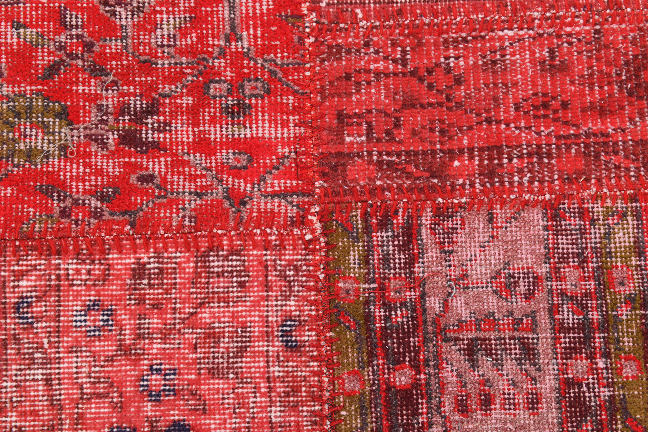 Tapis patchwork vintage en laine faite à la main 245x168cm