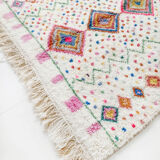 Berber carpet Azilal ecru with colorful patterns 2,35x1,62m