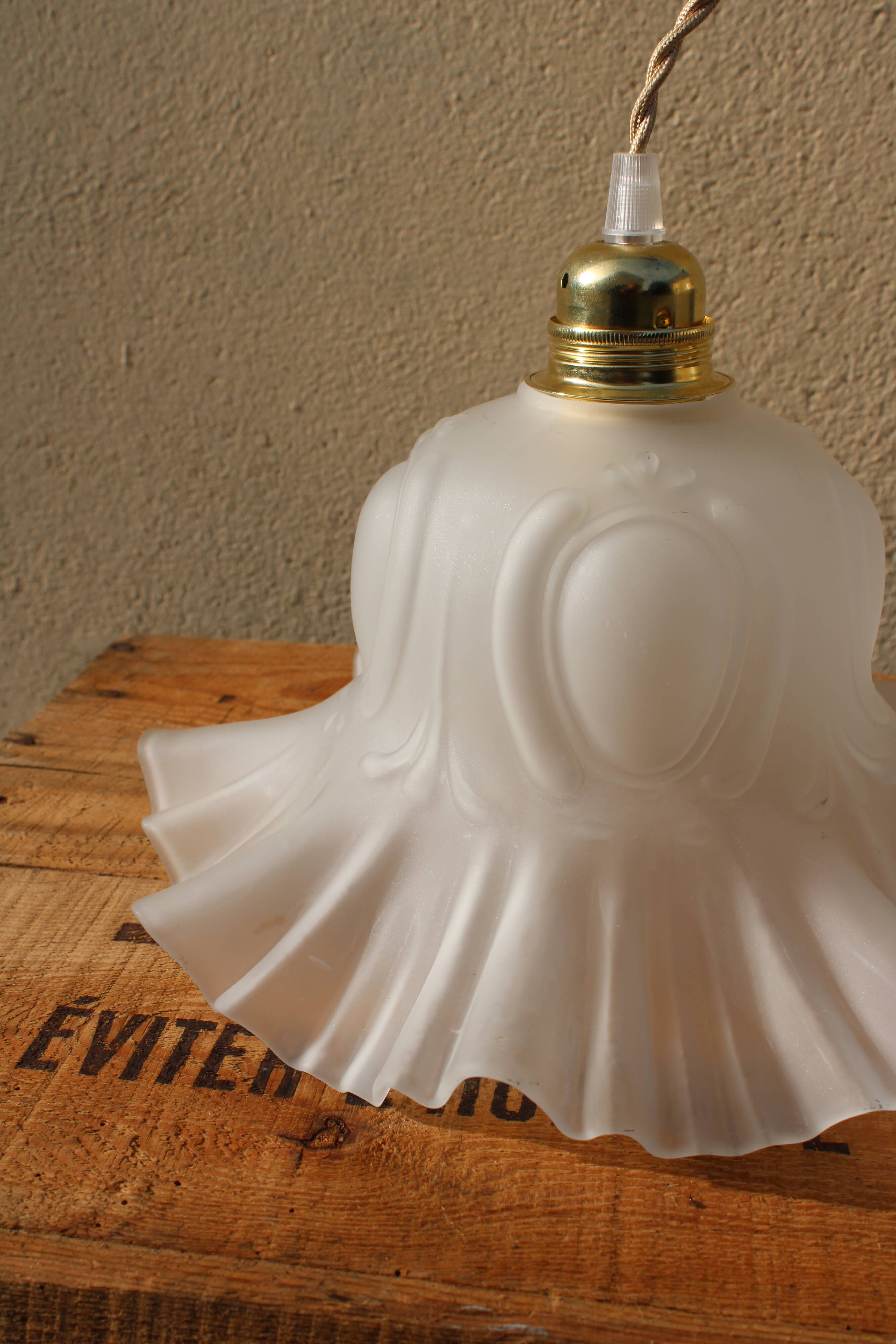 Frosted glass tulip hanging lamp