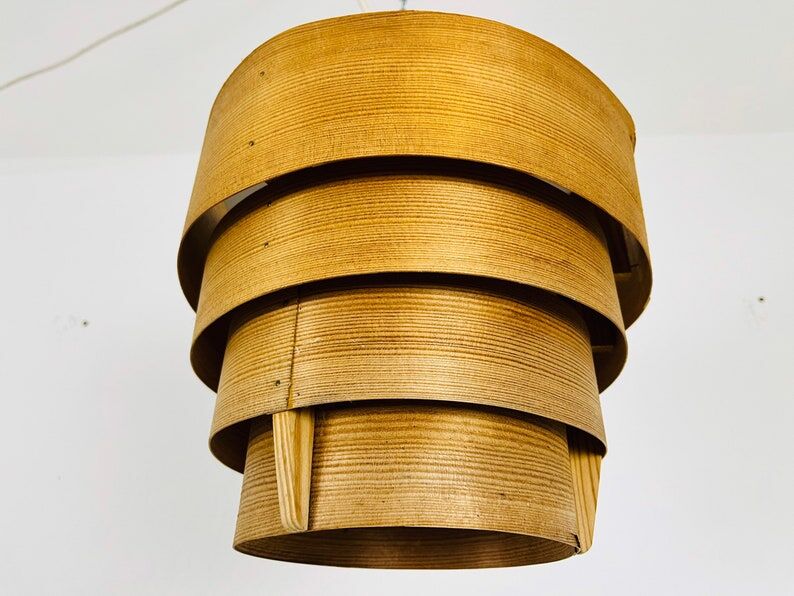 Wooden pendant lamp by Hans-Agne Jakobsson, Sweden, 1960s