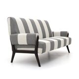 Three-seater wooden sofa, 1950s.