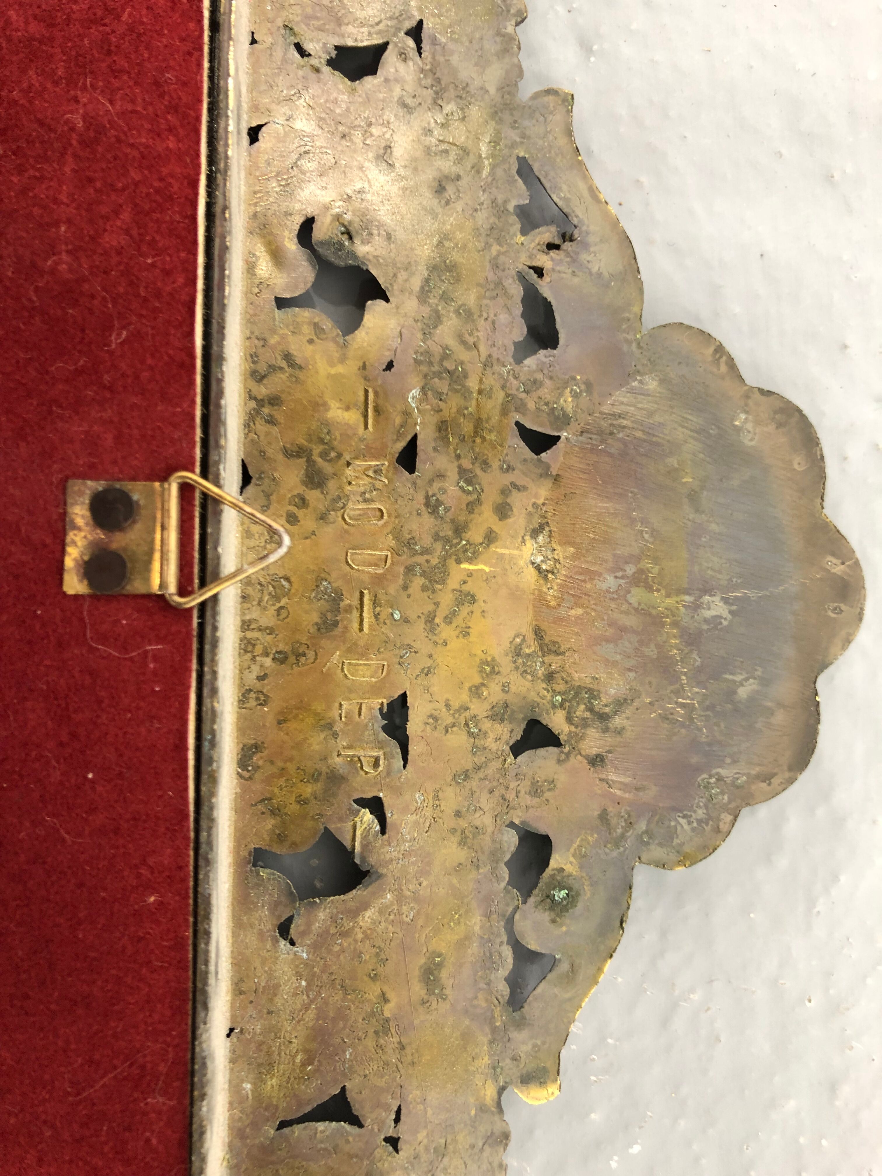 Vintage wall mirror t brass frame, italy, 1950 s