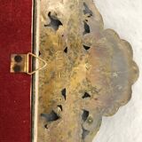 Vintage wall mirror t brass frame, italy, 1950 s