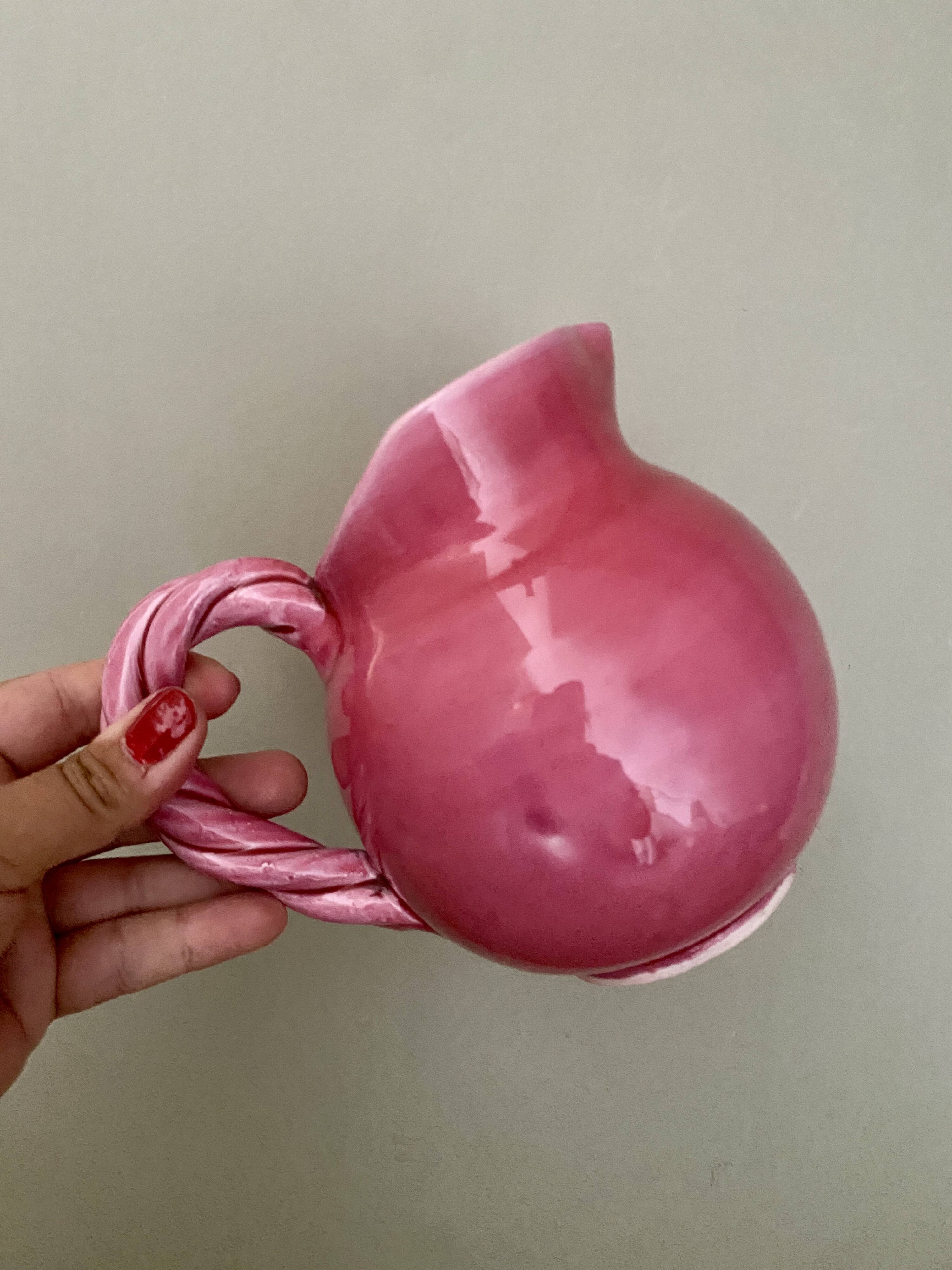 Vintage pink ceramic pitcher Vallauris
