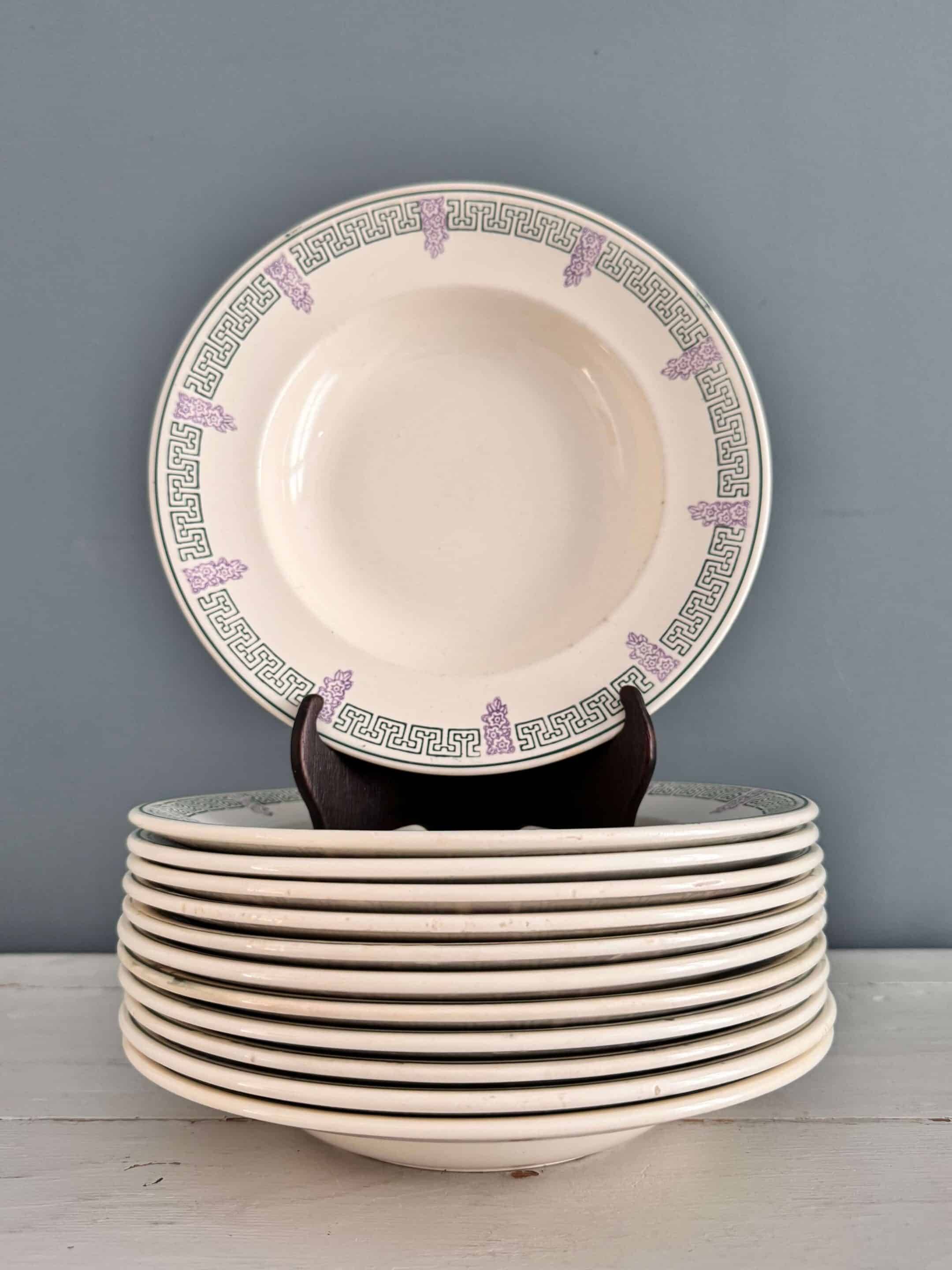 Set of 12 soup plates 1900 “Janina” Longwy