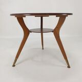 Italian wooden coffee table with brass feet 1960's