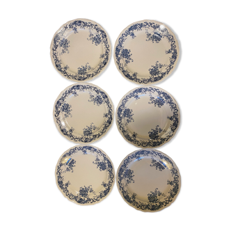 Lot of 6 flat plates Villeroy - Boch model Valeria blue