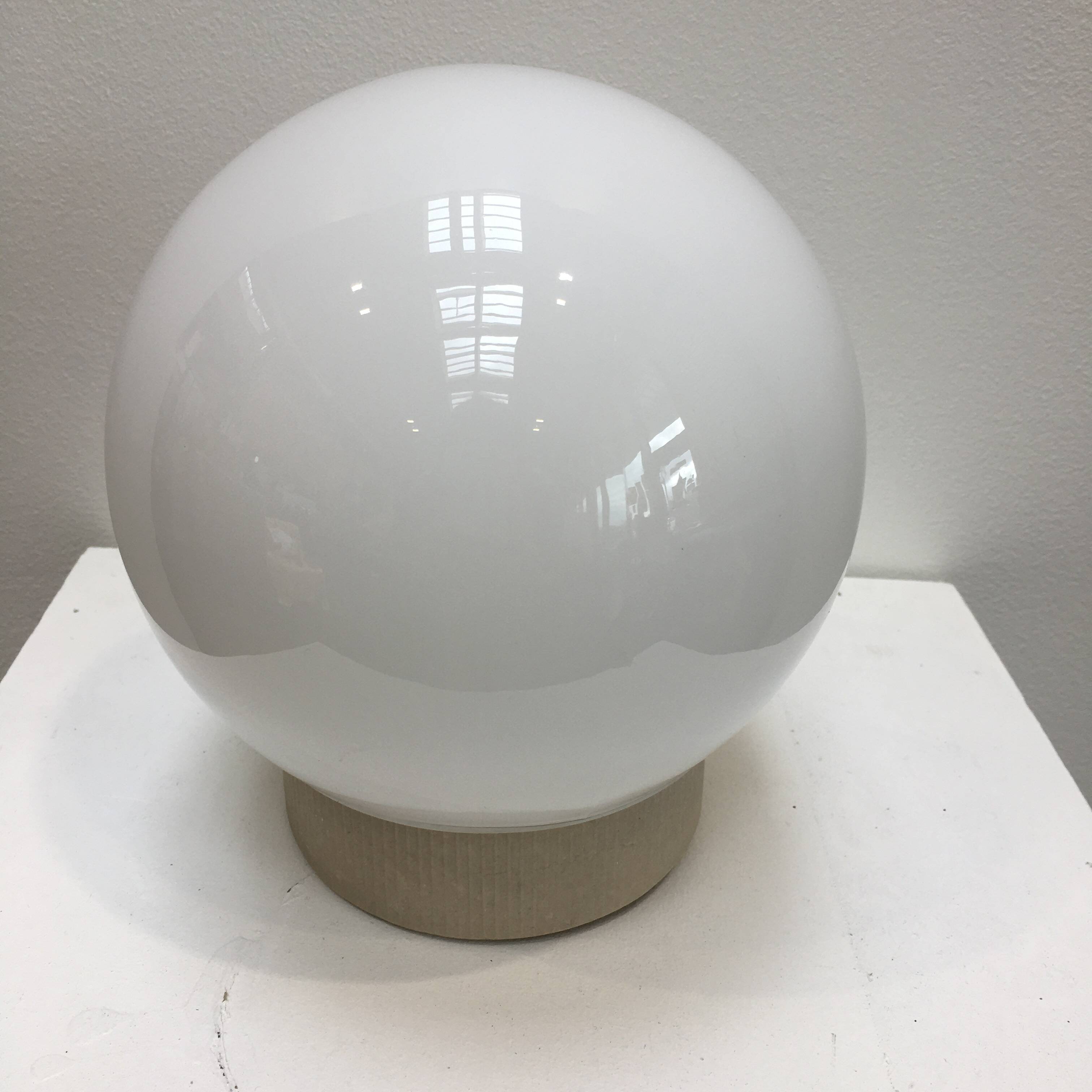 Bauhaus style wall lamp with opaline globe