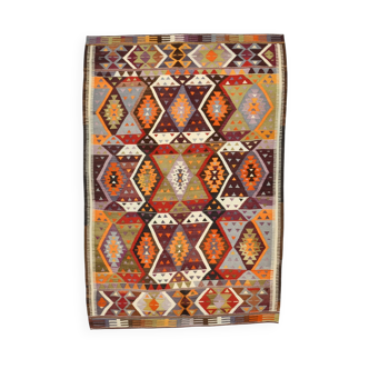 Tapis persan kilim aux couleurs douces 5x8, tapis Oushak, 157x255 cm
