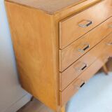 Vintage chest of drawers with tapered legs from the 1960s.