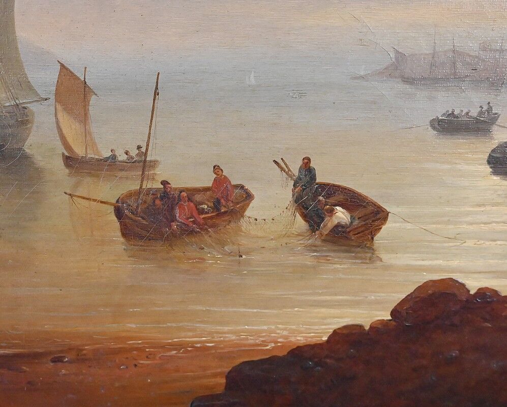 Tableau « Lumière sur le port », école française du XIXe