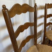 Set of 4 vintage wooden and straw chairs