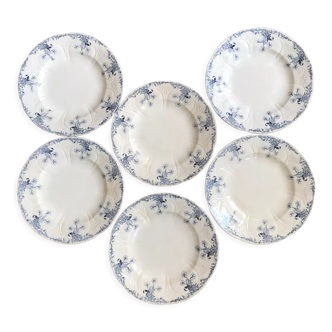 Série de 6 assiettes plates anciennes Longwy