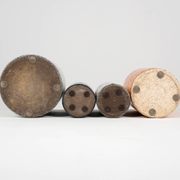 Set of rolled vases in chamotte clay from the 1960s.