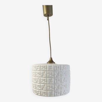 Opaline pendant light with geometric pattern - 50s/60s