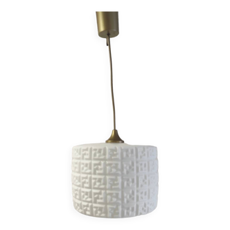 Opaline pendant light with geometric pattern - 50s/60s