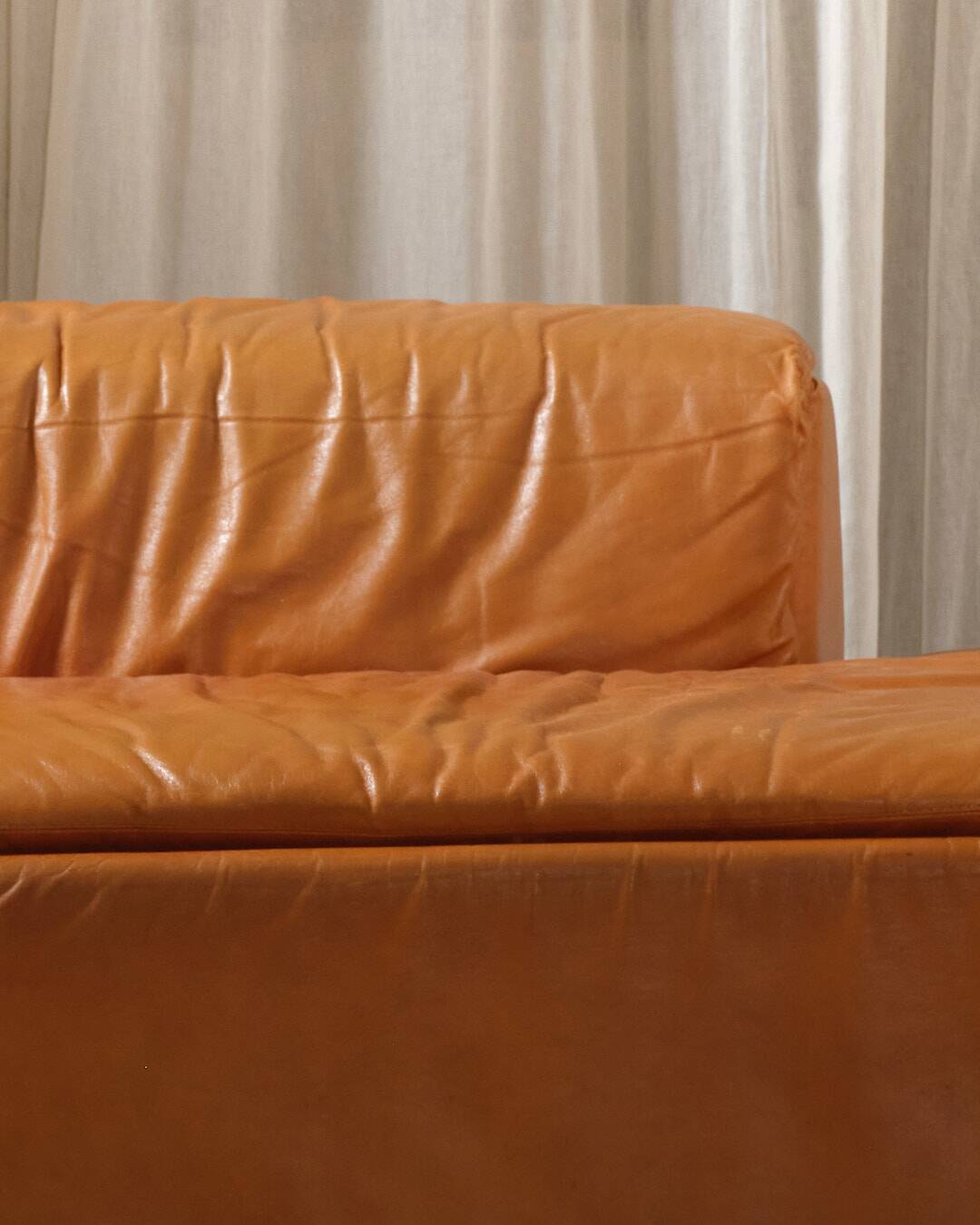 Paione modular sofa in brown leather, Claudio Salocchi, 1960s