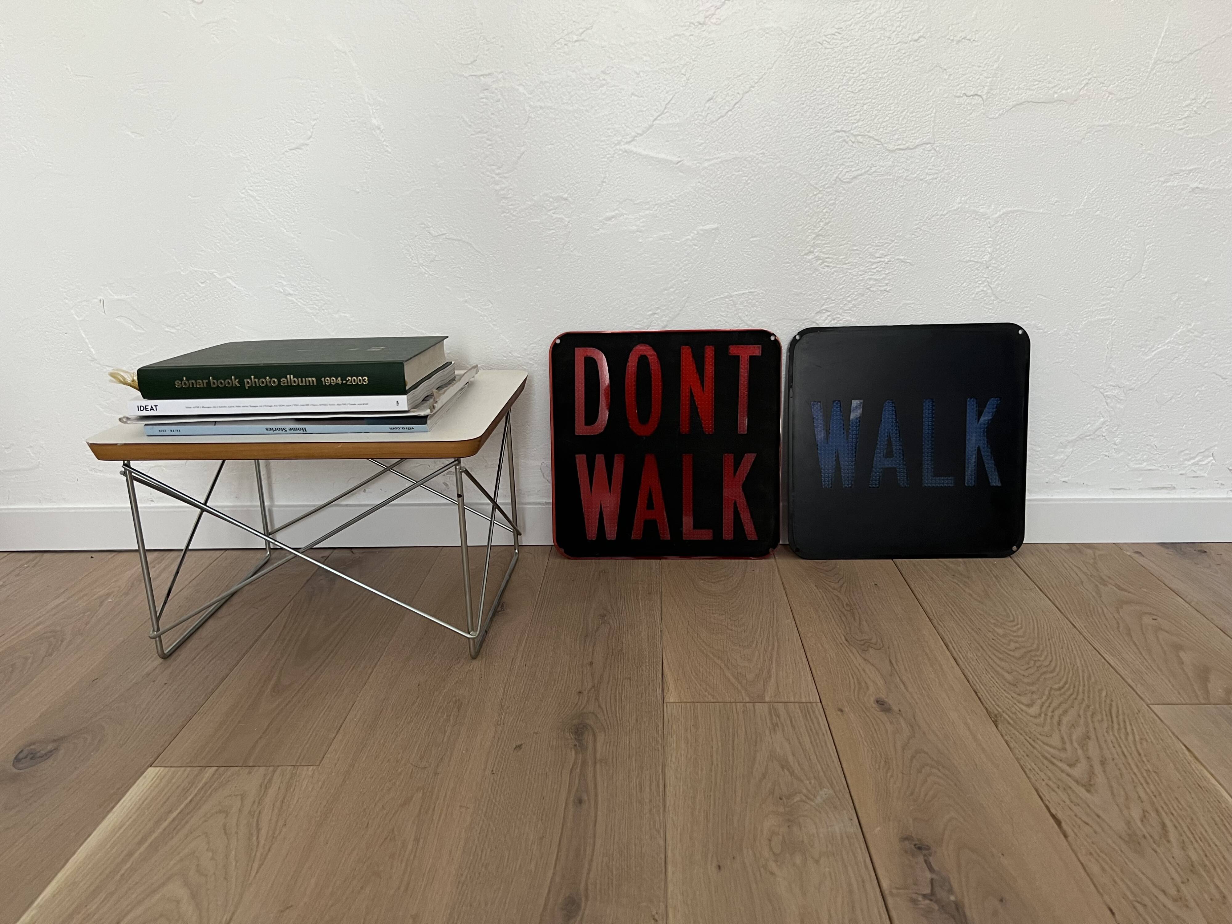 Old signs new york traffic us walk don't walk pair