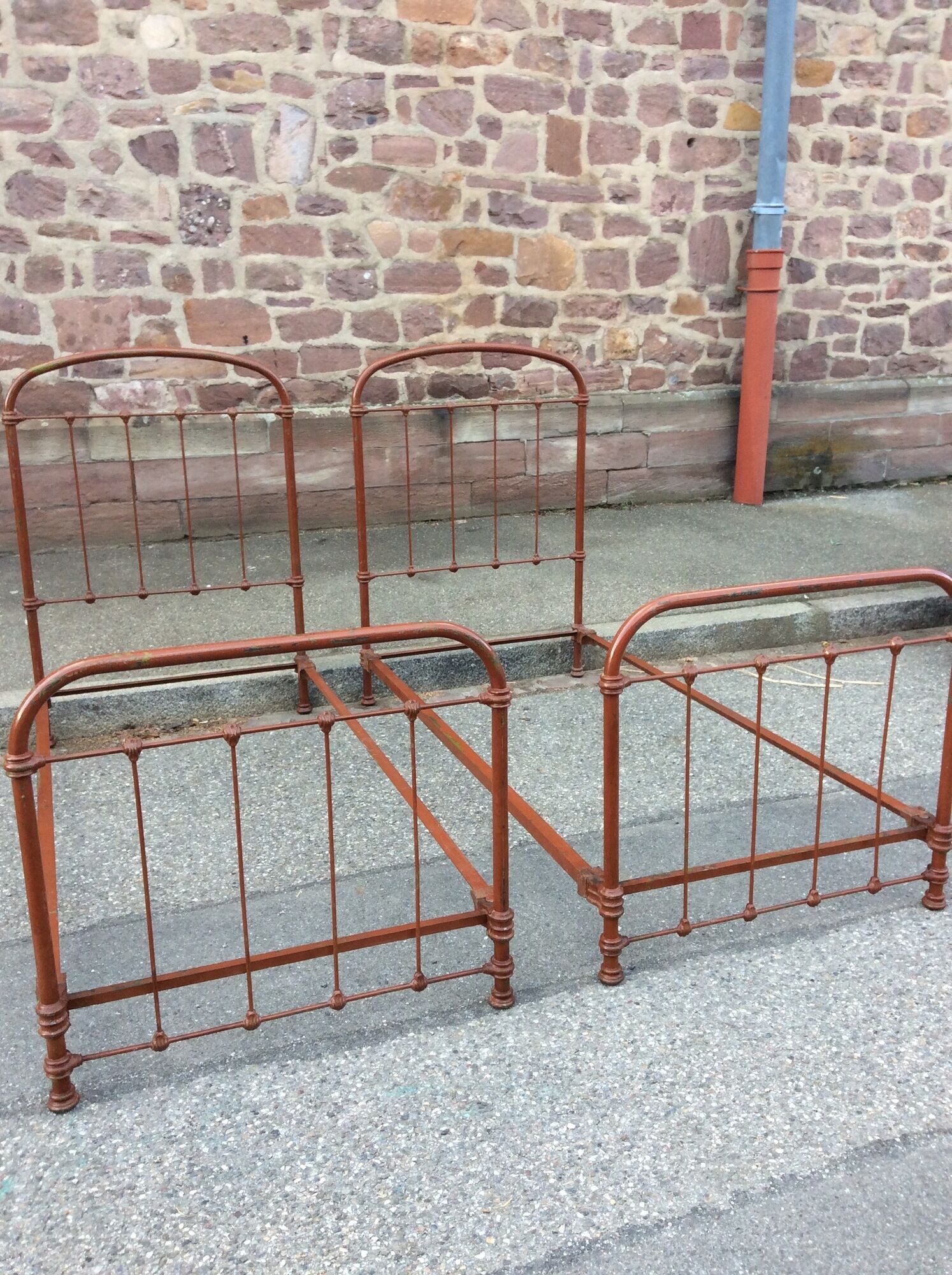 Pair of vintage in wrought iron bed heads 1920