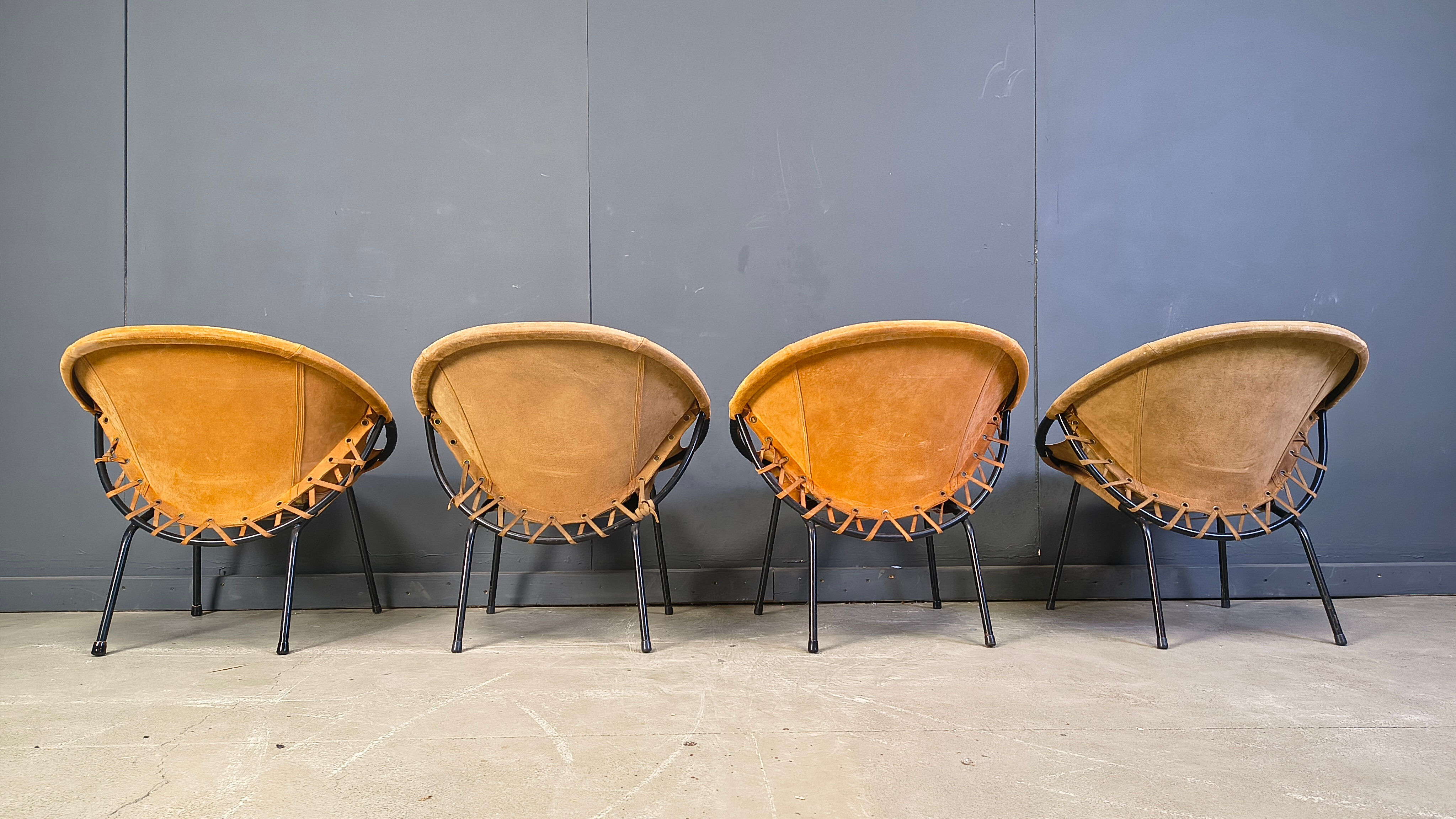 Vintage balloon chairs by Lusch & Co, 1960s - set of 4