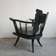 Pair of antique hand-carved armchairs in black lacquer from the 1920s.