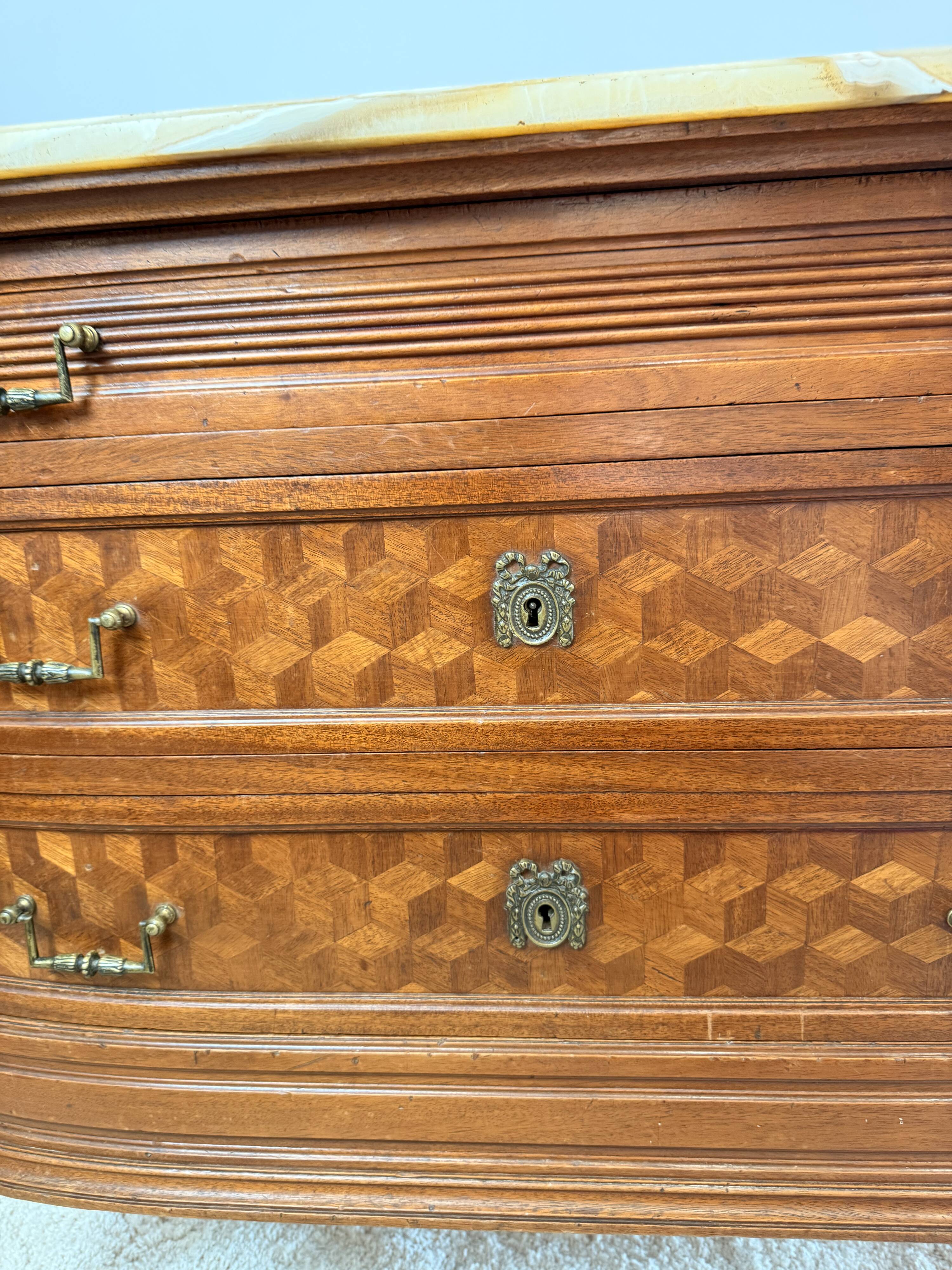 Louis XVI style commode in marquetry – Marble top