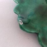 Vintage Majolica Strawberry Leaf Shaped Dish Ceramic Green Red